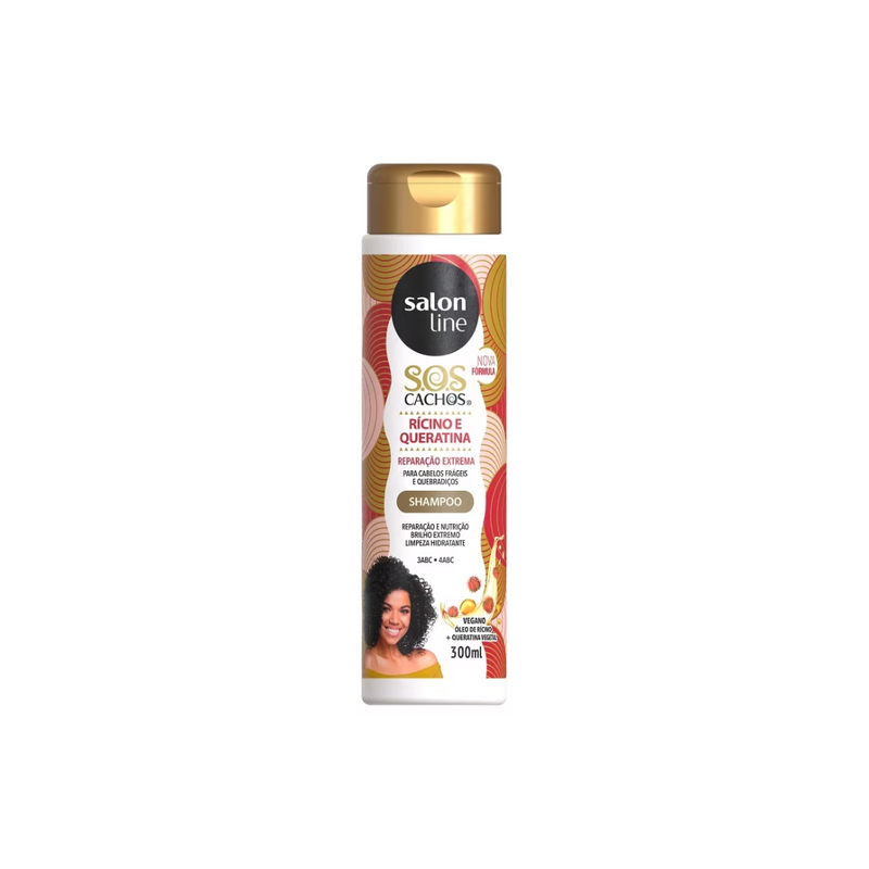 Shampoo SOS Cachos Rícino e Queratina Salon Line 300ml